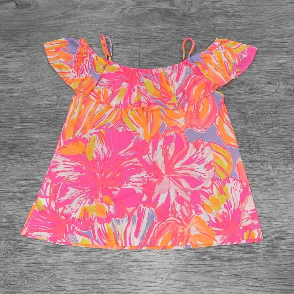 Lilly Pulitzer Women's XS Tamiami Off The Shoulder Top Multi Beach Resort 25920